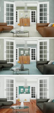 Üç renk değişimleri modern loft iç tasarım