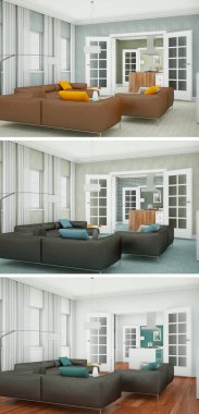 Üç renk değişimleri modern loft iç tasarım