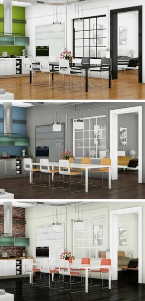 Üç renk değişimleri modern loft iç tasarım