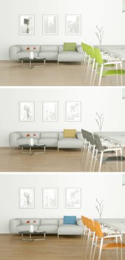 Üç renk değişimleri modern loft iç tasarım