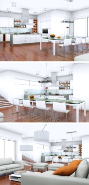 Modern iç çatı tasarım üç kez bakıldı