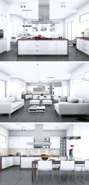 Modern iç çatı tasarım üç kez bakıldı