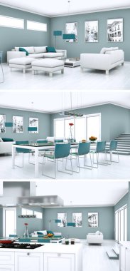 Modern iç çatı tasarım üç kez bakıldı