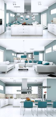 Modern iç çatı tasarım üç kez bakıldı