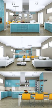 Modern iç çatı tasarım üç kez bakıldı