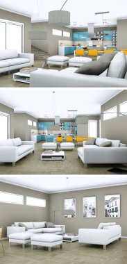 Modern iç çatı tasarım üç kez bakıldı