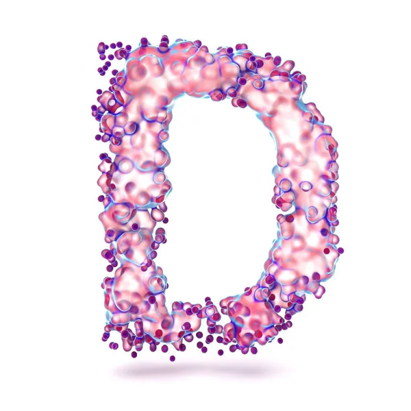 3D letter D met abstracte biologische textuur — Stockfoto