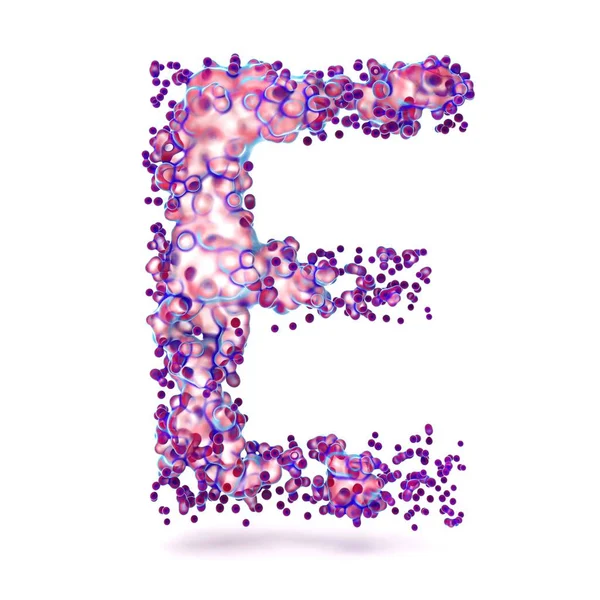 3D letter E met abstracte biologische textuur — Stockfoto