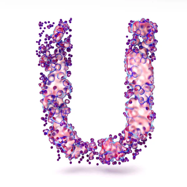 3D bokstaven U med abstrakt biologiska konsistens — Stockfoto