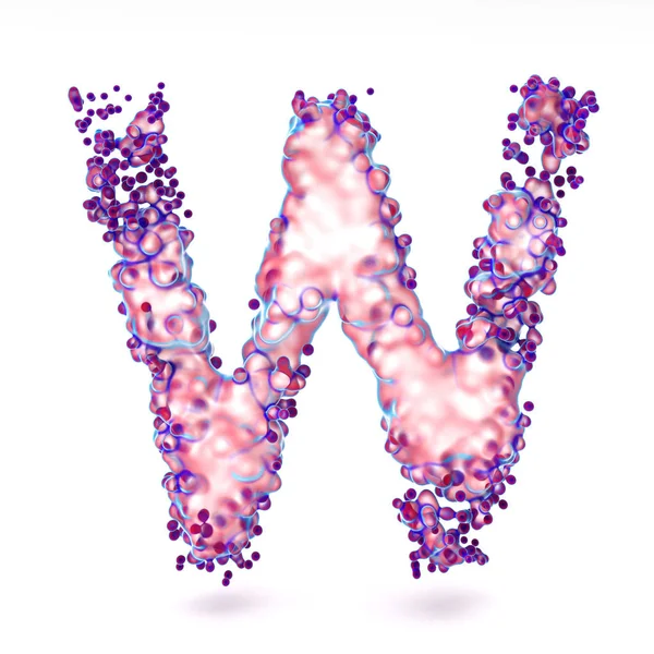 Letra 3D W con textura biológica abstracta — Foto de Stock