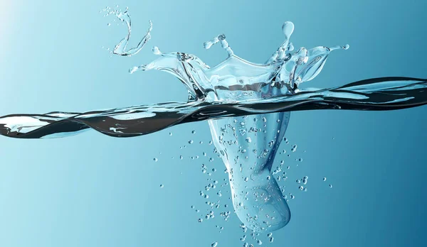 Иллюстрация брызг воды на синем фоне — стоковое фото