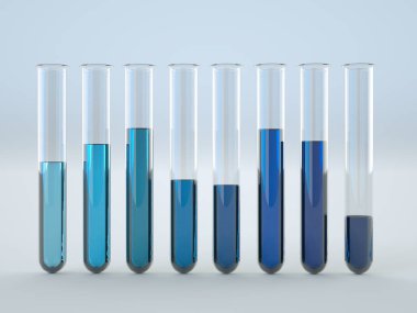 Test tüpleri beyaz arka plan üzerinde renkli sıvı