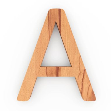 Ahşap beyaz arka plan üzerinde izole A harfi