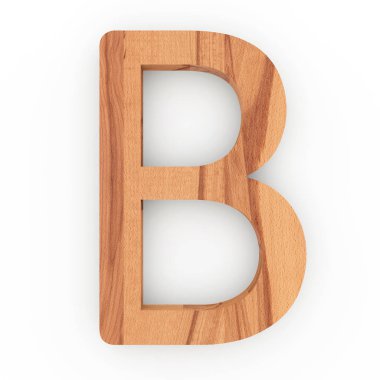 Ahşap beyaz arka plan üzerinde izole B harfi