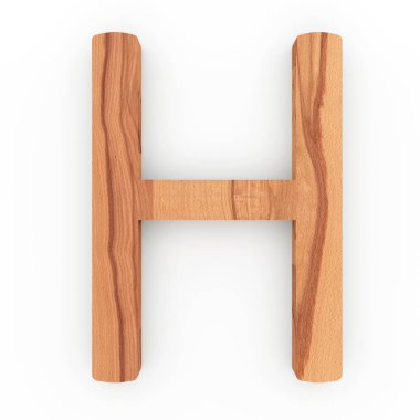 Ahşap beyaz arka plan üzerinde izole H harfi