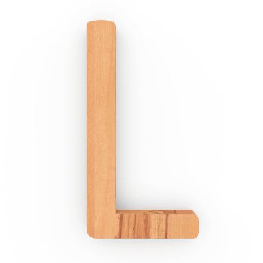 Ahşap beyaz arka plan üzerinde izole L harfi