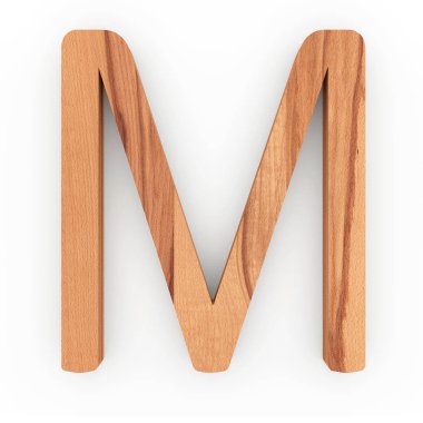 Ahşap mektup beyaz arka plan üzerinde izole M