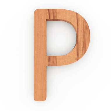 Ahşap beyaz arka plan üzerinde izole P harfi