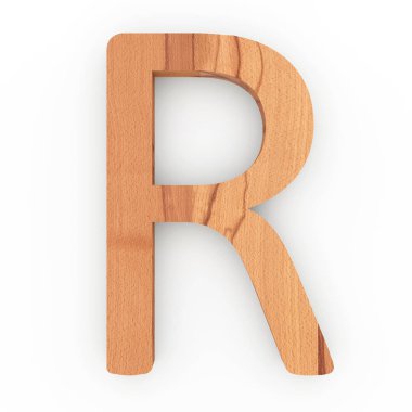 Ahşap beyaz arka plan üzerinde izole R harfi