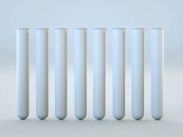 Tubos de ensaio brancos sobre fundo branco — Fotografia de Stock