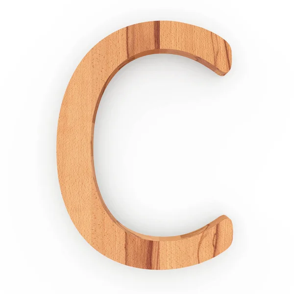 Дерев'яна літера C ізольована на білому тлі — стокове фото
