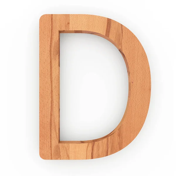 Houten letter D geïsoleerd op witte achtergrond — Stockfoto