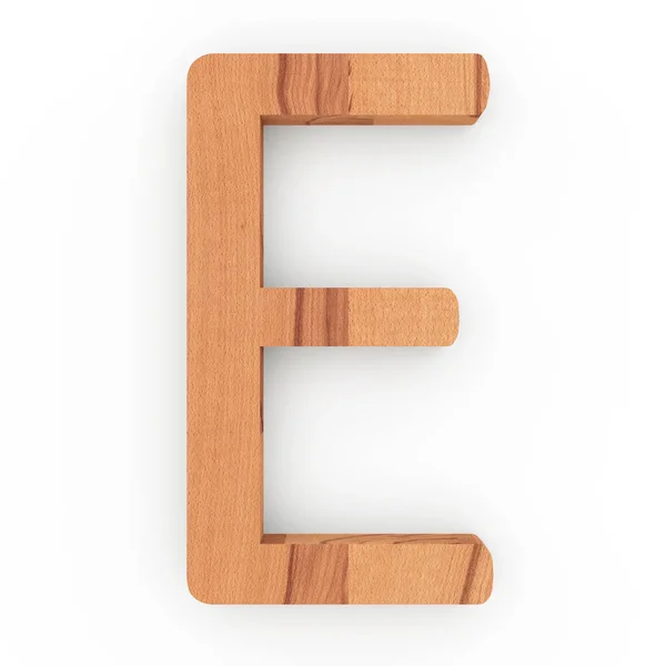 Деревянная буква Е на белом фоне — стоковое фото