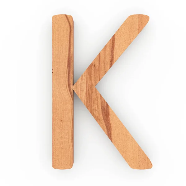 Dřevěné velké písmeno K izolované na bílém pozadí — Stock fotografie
