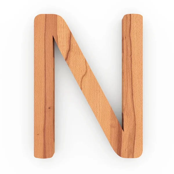 Letra de madera N aislada sobre fondo blanco — Foto de Stock
