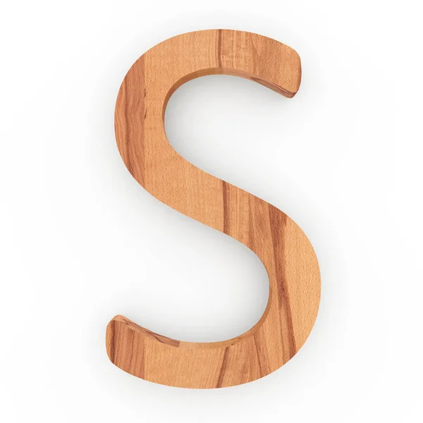 Wooden letter S isolated on white background — Stock Photo, Image