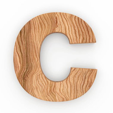 Ahşap beyaz arka plan üzerinde izole C harfi