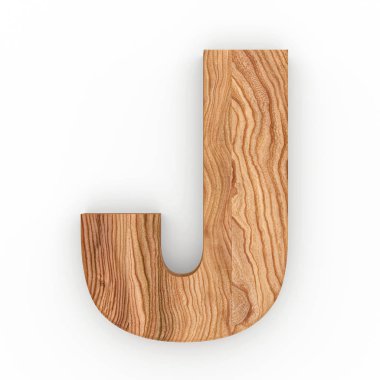 Beyaz arka plan üzerinde izole ahşap harf j