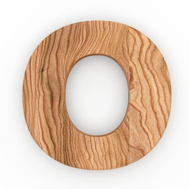 Ahşap beyaz arka plan üzerinde izole O harfi