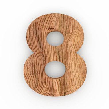 Ahşap sayı 8 beyaz arka plan üzerinde izole