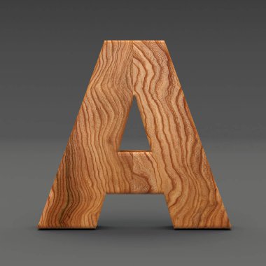 Ahşap koyu arka plan üzerinde izole A harfi