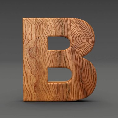 Ahşap koyu arka plan üzerinde izole B harfi