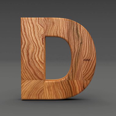 Ahşap koyu arka plan üzerinde izole D harfi