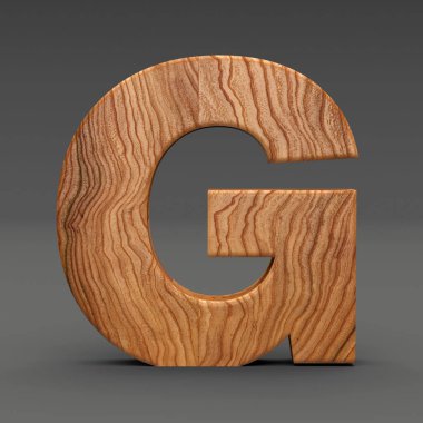 Koyu arka plan üzerinde izole ahşap harf g