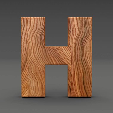 Ahşap koyu arka plan üzerinde izole H harfi