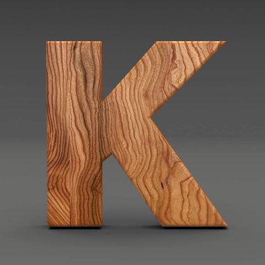 Ahşap koyu arka plan üzerinde izole K harfi