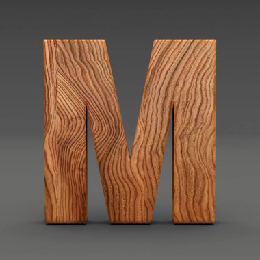 Ahşap mektup koyu arka plan üzerinde izole M