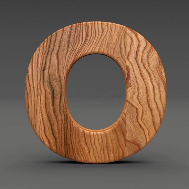 Ahşap koyu arka plan üzerinde izole O harfi