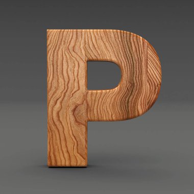 Ahşap koyu arka plan üzerinde izole P harfi
