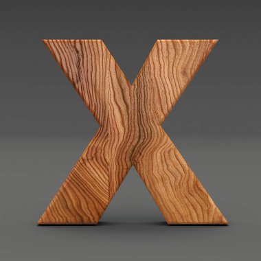 Ahşap koyu arka plan üzerinde izole X harfi