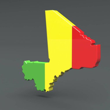 Afrika otoyolu mali 3d bayrak gri bir arka plan üzerinde haritalar