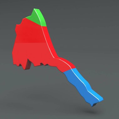 Afrika otoyolu Eritre 3d bayrak gri bir arka plan üzerinde haritalar