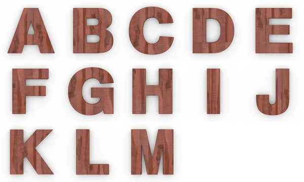 Letras del alfabeto de madera aisladas sobre fondo blanco — Foto de Stock