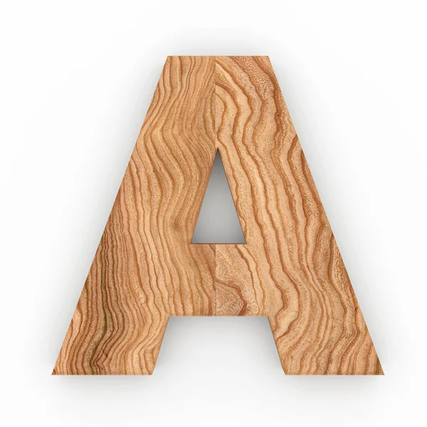 Carta de madeira A isolado no fundo branco — Fotografia de Stock