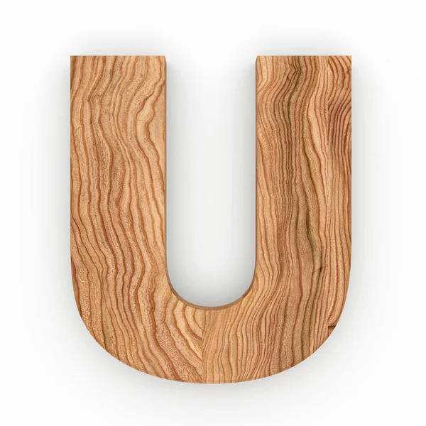 Дерев'яна літера U ізольована на білому тлі — стокове фото