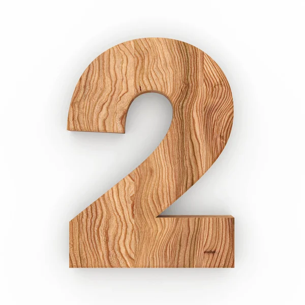 Legno numero 2 isolato su sfondo bianco — Foto Stock